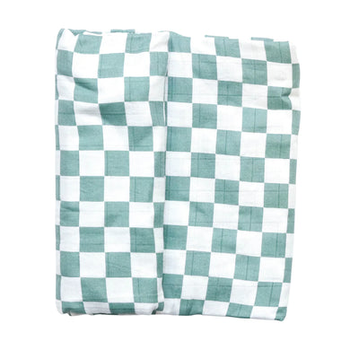 Sage Checkers Swaddle - Lilac + Mae